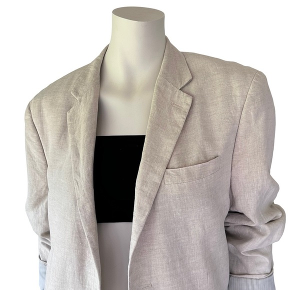 100% Linen Boyfriend Blazer Jacket - Picture 3 of 14